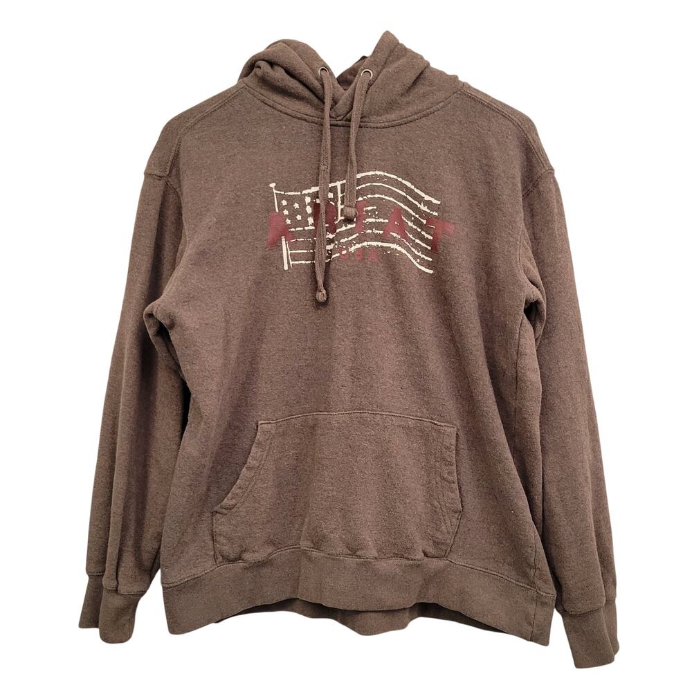 Ariat Hooded Logo Sweatshirt Medium Brown USA Flag